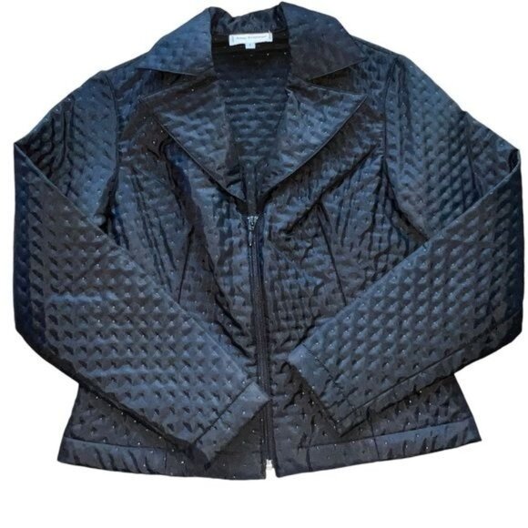 Anne Fontaine Melinda Quilted Black Zip-Up Jacket Womens Size M
